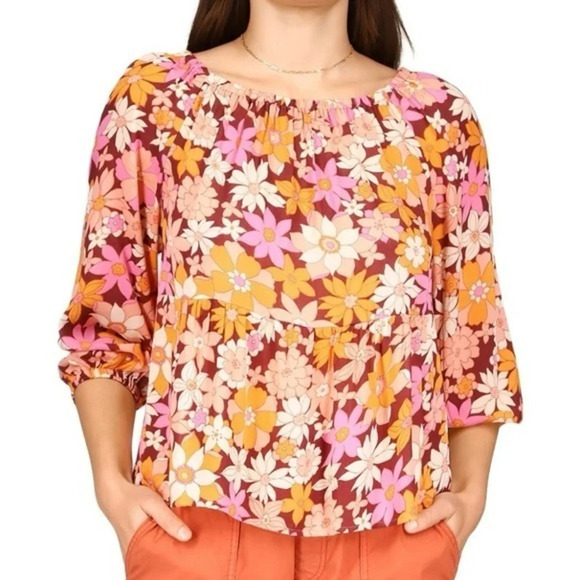 New Sanctuary Plus Seashore Crepe Blouse Floral - Picture 1 of 7
